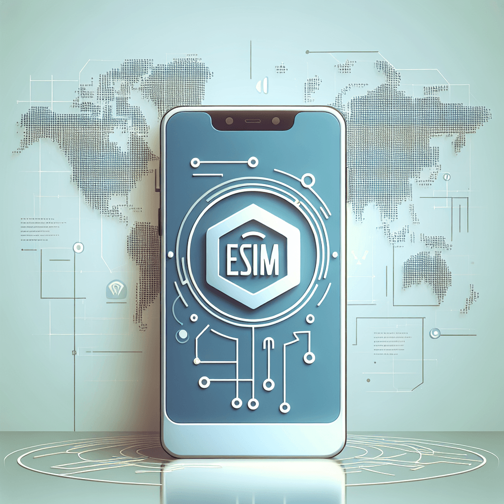 המחשה של טלפון חכם עם סמל eSIM על מפה עולמית, המדגימה השוואה בין חבילות אי סים לחול וסים דיגיטלי לנסיעות.